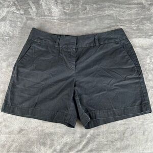 Ann Taylor Loft Chino Shorts Womens 4 Black Flat Front Pockets Preppy Classic